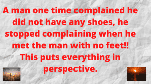 A man complaines he did not have any feet