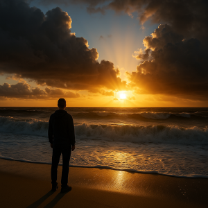 Sunrise over stormy ocean symbolizing trusting God with anxiety