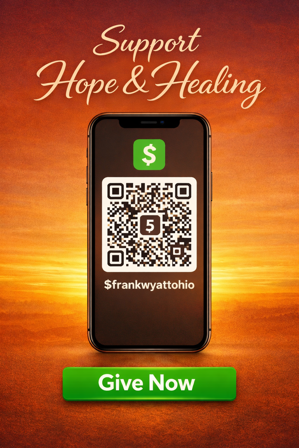 Support Hope and Healing — scan the QR code or give via Cash App $frankwyattohio to sow a seed into this ministr